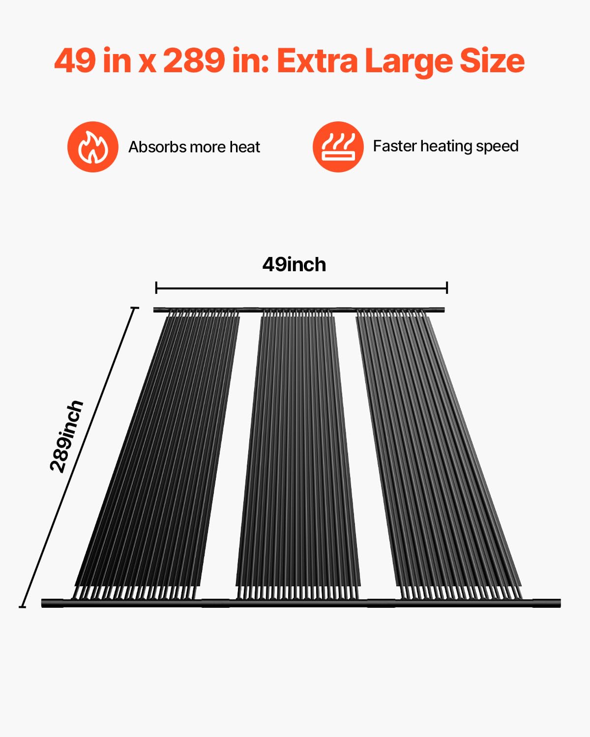 VEVOR Zonnecollector zwembadverwarming, 1235 x 7340 mm, HDPE-zwembadverwarmingssysteem, met complete accessoires, zonnepaneel, verhoogt de watertemperatuur, voor bovengrondse en ondergrondse zwembaden