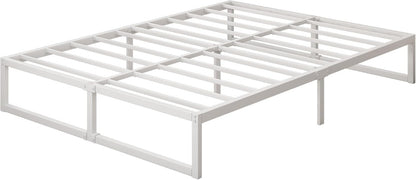 Tweepersoonsbed 180 x 200 cm Metalen Bed Met Lattenbodem, Hoogte 36 cm, Dubbel Bedframe, Stil, Stabiel, Minimalistisch Design, Eenvoudig te Monteren, Wit
