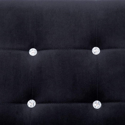 Tidyard 2-seater fabric corner sofa with chrome armrests and black velvet - QUORE