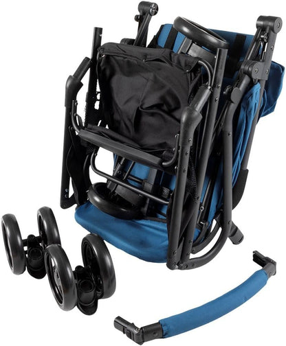Poupy multifunctionele reiswagen met „Trolley” -sluiting geschikt voor kinderen van 0 tot 36 maanden met verstelbare rugleuning en veiligheidsslot.