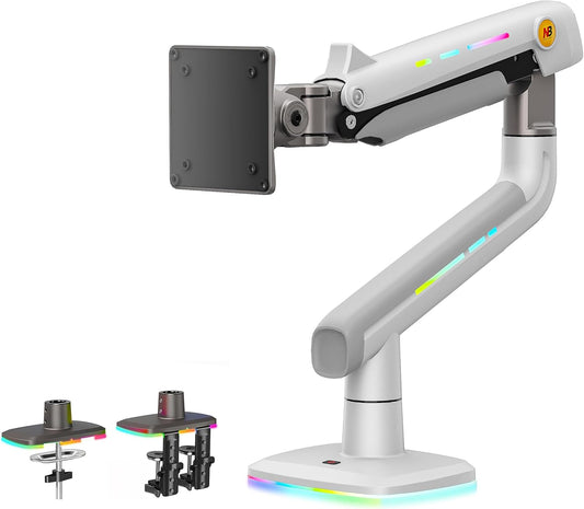 Monitorhouder Wit – Monitorarm – Monitorbeugel – Monitorklem – Monitorstandaard – Voor Platte, Ultrabrede En Licht Gebogen Schermen Van 32 Tot 60 Inch – Draaggewicht Tot 20 Kg En VESA 75/100 Mm