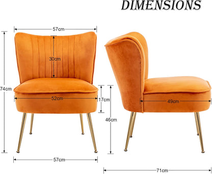 Fauteuil Velvet – Velours Stoel – Eetkamerstoel – Accentstoel – Loungechair – Zacht Hoogwaardig Schuim – Gouden Metalen Poten - QUORE