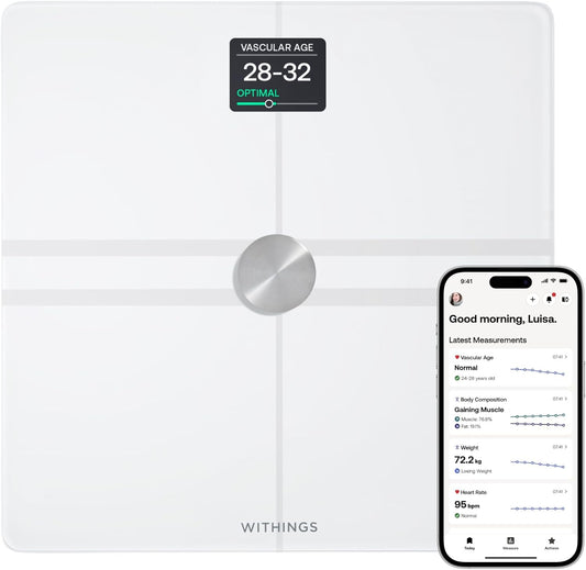 Withings Body Comp – Slimme wifi-weegschaal met functie voor complete lichaamsanalyse, wit