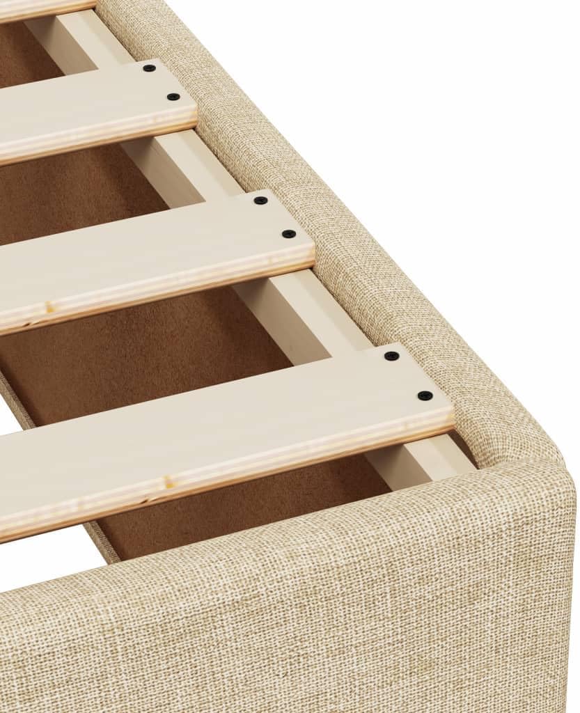 Bedframe – Bed – Bedframe Structuur – Bedbodem – Slaapmeubel – Crème Kleur – 80 x 200 cm – Ademend Polyester – Stevige Lattenbodem