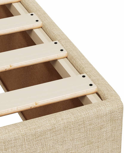 Bedframe – Bed – Bedframe Structuur – Bedbodem – Slaapmeubel – Crème Kleur – 80 x 200 cm – Ademend Polyester – Stevige Lattenbodem