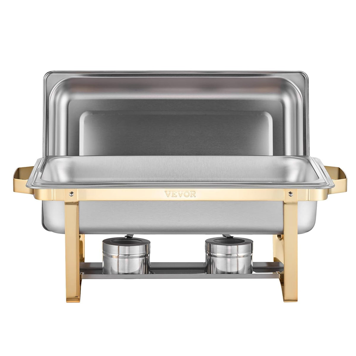 Buffetset – Buffetverwarmer – Chafing Dish – Warmhoudpan – Warmhoudset – Goudkleurig RVS – 2x 7,5 L + 4x 4 L Bakken