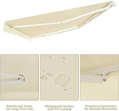 FANTASK Luifel 5-35° hoek instelbaar, zonnescherm met een lange zwengel, UPF50+ terrasluifel 300 x 250 cm (beige)