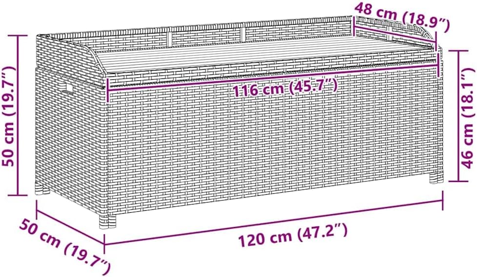 vidaXL Garden storage bench Garden Bench Storage bench Garden Garden Box Garden Bench Outdoor Benches Bench Benches Garden furniture Outdoor furniture Poly Rattan Grey