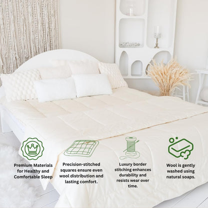 All Season Wool Comforter Down Alternative Bedding Comforter met hoektabs, temperatuurregeling en vochtafvoerende deken, 200 x 200 cm