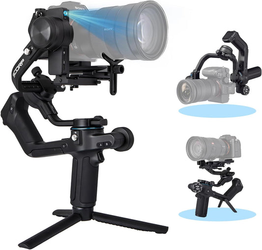 Feiyu SCORP 2 DSLR camera stabilisator gimbal voor Canon/Sony/Panasonic/Nikon/Fujifilm, 2,5 kg laadvermogen, touchscreen, 13 uur batterijduur