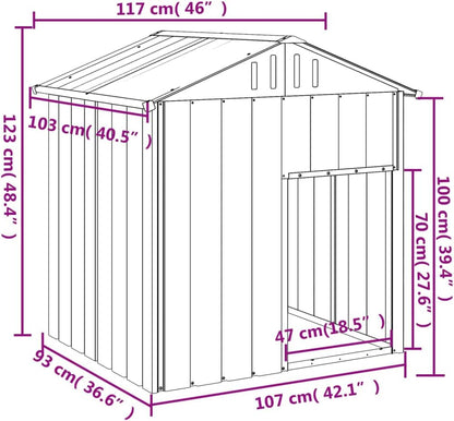 vidaXL Dog house with roof 117x103x123cm galvanized steel