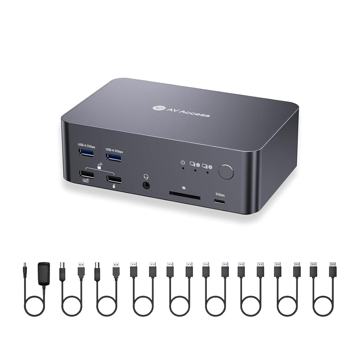AV Access iDock D23 8K KVM Switch Docking Station for 2 Computers PCs & 3 Monitors, DisplayPort 2.0, 1G Ethernet, USB 3.0, HDCP 2.3, 4K@165/144Hz, 2K@144Hz for Gaming & Home Office
