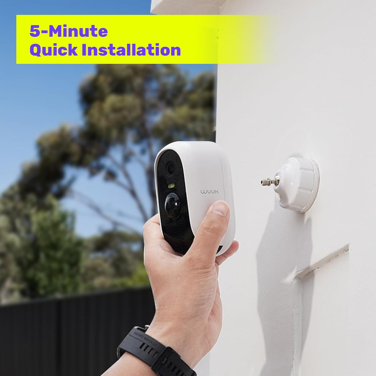 WUUK 2K draadloze beveiligingscamera voor buiten, basisstation met 32 G lokale opslag, 180 dagen bewakingsbatterij, overdraagbaar met Alexa en zonnepaneel