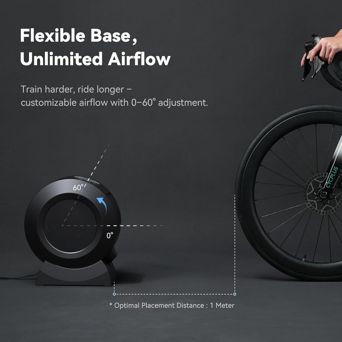 CYCPLUS Slimme indoor fietsventilator, BLDC motoraandrijving, 5 snelheidsmodi met afstandsbediening en app-bediening, geluidsarme Bluetooth/ANT+-ventilator voor indoor fietstrainers, stationaire