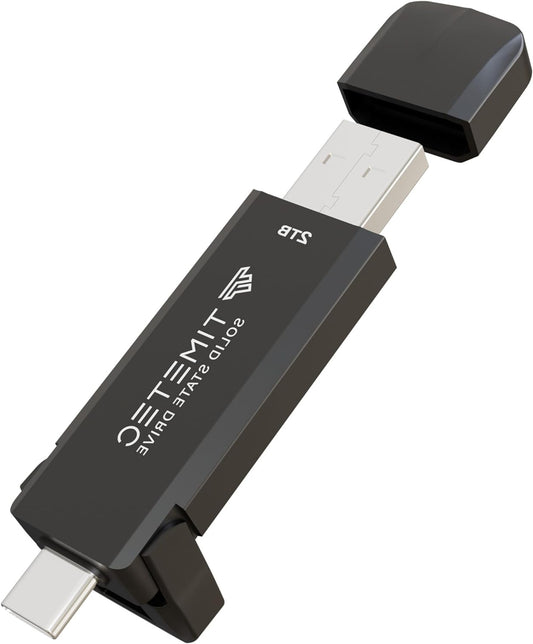 Timetec Portable External SSD USB3.2 Gen2 Type C Ultralight Mini External Solid State Drive with USB C to A Cable/USB A to C Adapter Desktops/Laptop/Mac/Mobile (2TB Pro) - QUORE