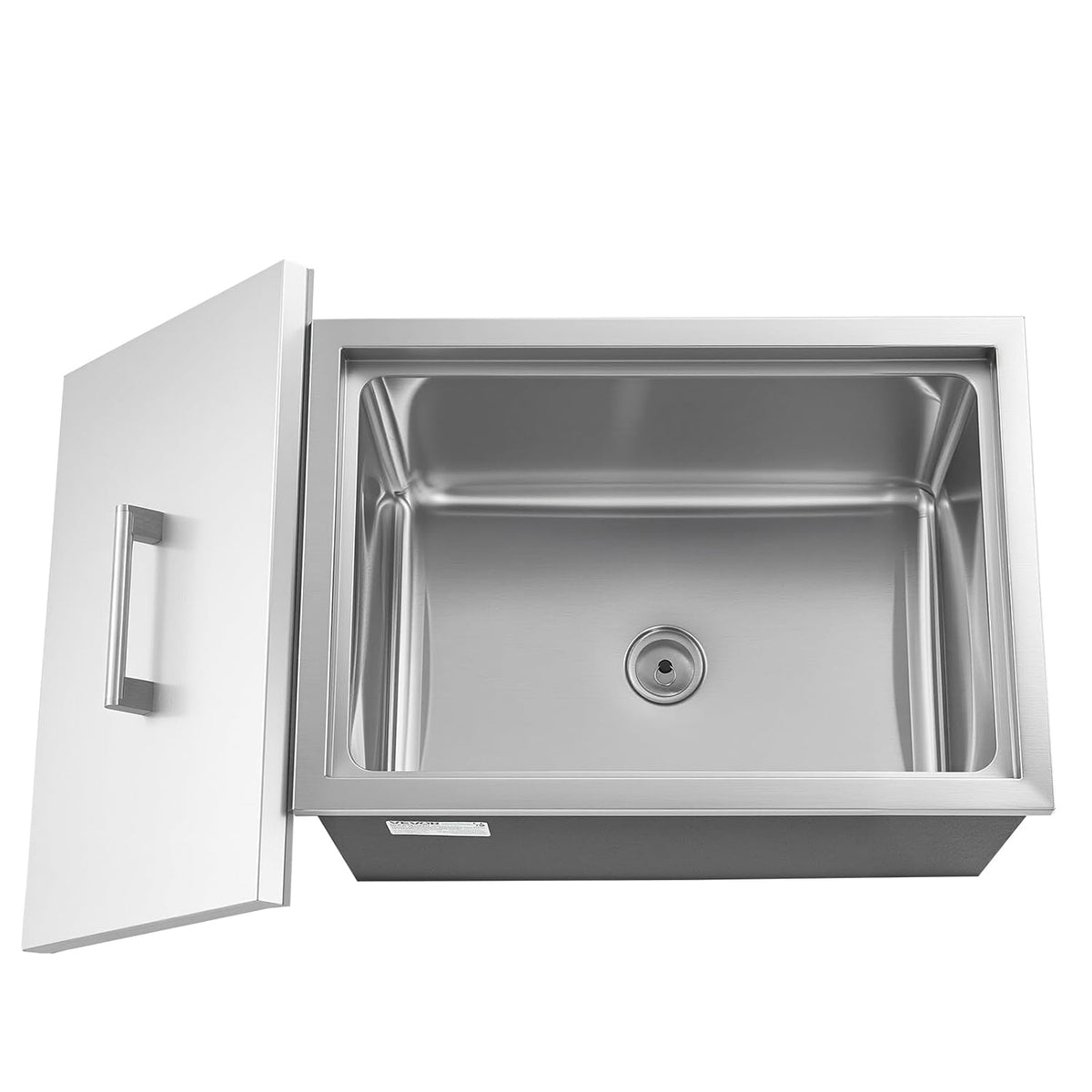 VEVOR Drop in Ice Chest, 508 x 355 x 306mm (508 x 355 x 306mm) Stainless Steel Drop in Cooler, 30L Commercial Ice Bucket with Jar Lid for Outdoor, Drain Pipe Set Included, for Cold Wine Beer