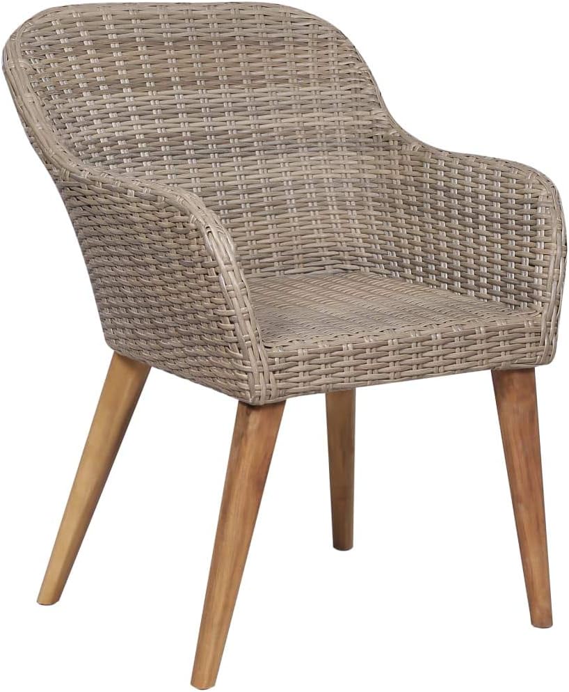 Tidyard garden chair with cushions 2 pieces, chair size: 56 × 60 × 82 cm (W × D × H), removable, washable cushion covers poly rattan brown - QUORE