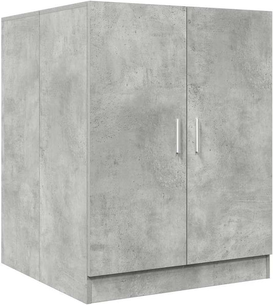Wasmachinekast – Wasmachine Meubel – Bijkeuken Kast – Badkamer Kast – Wasruimte Meubel – Betongrijs – 70,5x71,5x91,5 cm – Vochtbestendig Spaanplaat