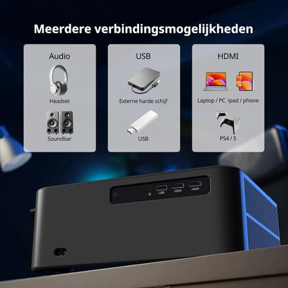 WEWATCH WP01 Smart Projector Full HD 1080P [Netflix & Dolby Audio] 700 lumen ISO met wifi/Bluetooth, automatische keystone-correctie en autofocus, thuisbioscoopprojector voor buiten