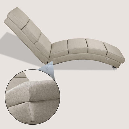 CASARIA London Relaxation Lounger XXL 186x89x55cm | Ergonomic Fabric Padded | 180kg Load Capacity | Living Room Office Furniture Indoor Chaise Longue Chair Seat | Beige Fabric - QUORE