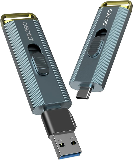 1TB Portable SSD up to 2100MB/s External SSD scalable design fast Flash Drive with Dual Type-C and USB 3.2 Memory Stick for iPhone,android,tablets,laptops - QUORE