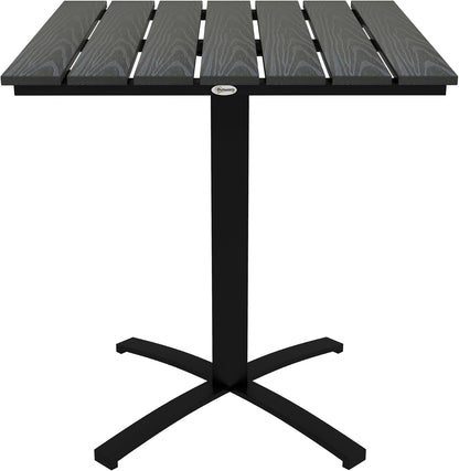 Tuintafel – Balkontafel – Terrastafel – Tuinmeubel – Eettafel – Grijs – Houtlook Kunststof Blad – Lichtgewicht Aluminium Frame