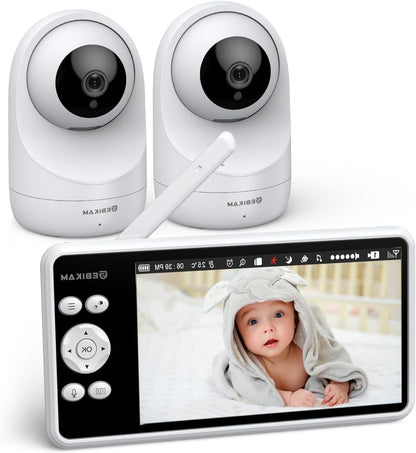 Babyfoon – Baby Monitor – Kinderopvang Monitor – Video Babyfoon – Draadloze Babycamera – 5 Inch 720P HD IPS Scherm – 4000mAh Batterij Met VOX-Modus