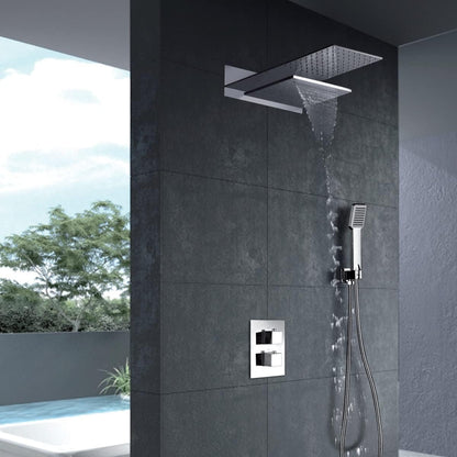 Thermostatische Inbouwdouche – Inbouwdouche – Regendouche – Watervaldouche – Douche Set – Thermostatisch Veiligheidssysteem – Dubbele Platte Douchkop 48x33,5 cm