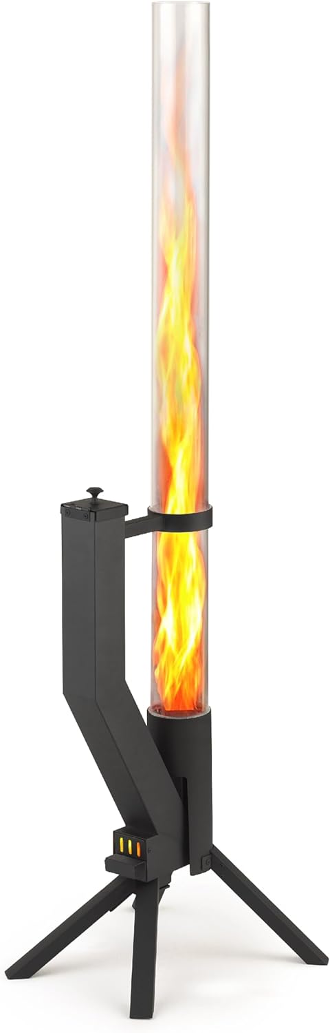 Vuurbuis, roestvrijstalen vuurzuil en pelletfakkel voor een geweldig sfeervuur, elegante terrasverwarmer en tuinhaard, alternatief voor je terras en tuin (zwart gepoedercoat)