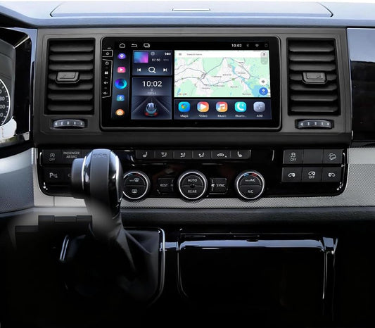 Android 14 autoradio voor T6 Transporter Multivan 2016-2022, 2 DIN radio met CarPlay Android Auto, 9-inch IPS touchscreen met Bluetooth navigatie WiFi FM/RDS achteruitrijcamera, 2+32G