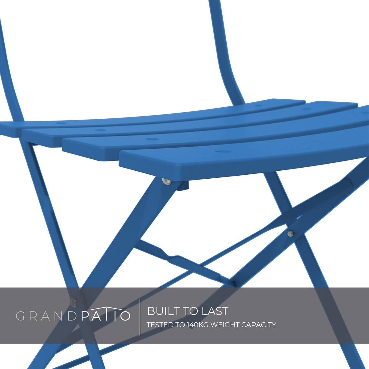 Grand patio Bistro Set 3 stuks, balkonset met 2 stoelen en 1 tafel, inklapbaar, gepoedercoat staal, tuinmeubelset voor binnenplaats, tuin, buiten (pauwenblauw)