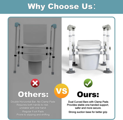 supregear Toiletsteun voor Ouderen en Gehandicapten, in Hoogte en Breedte Verstelbaar, Antislip Handgrepen met Zuignappen, Past op Meeste Toiletten, Eenvoudig te Installeren, Lichtgrijs