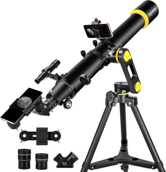 Telescoop, telescopen voor volwassenen, astronomie professioneel, 90 mm diafragma 1000 mm hoog aangedreven telescoop voor beginners en kinderen met precisie-aanpassing Vertisteel AZ Mount statief