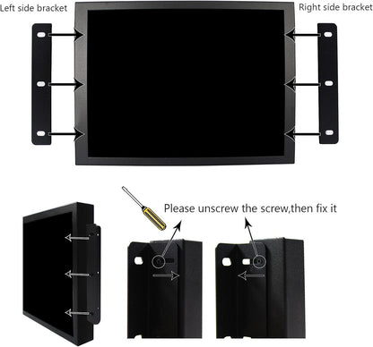 VSDISPLAY Draagbare industriële monitor, 12,1 inch 800x600 700nit TFT LCD-scherm en VGA DVI-poort, dubbele luidspreker, metalen behuizing en voeding
