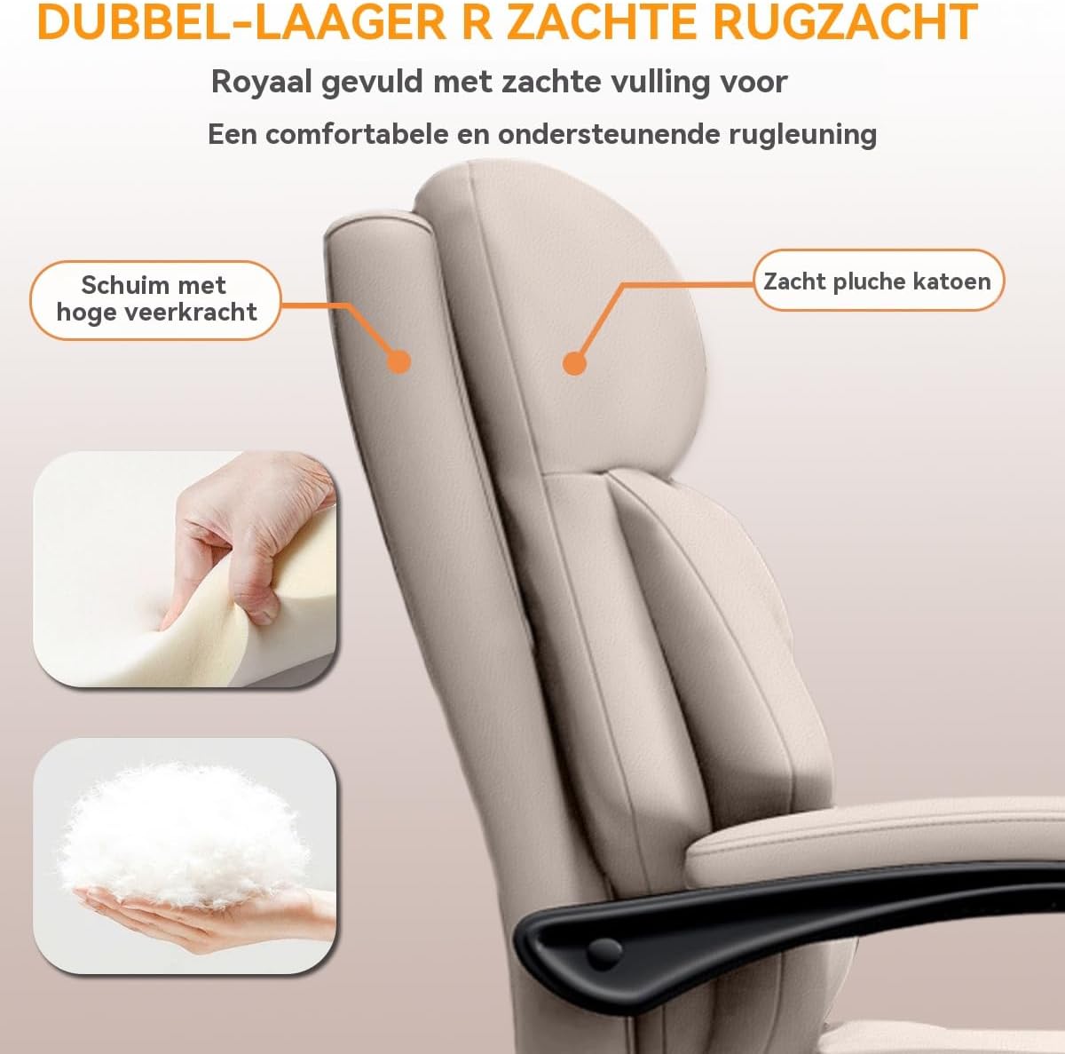 Ergonomische Bureaustoel – Bureaustoel Verstelbaar – Directiestoel – Computerstoel – Werkstoel – Hoogwaardige Kunstleren Bekleding – Uitschuifbare Voetensteun – Max. 150 kg Draagvermogen