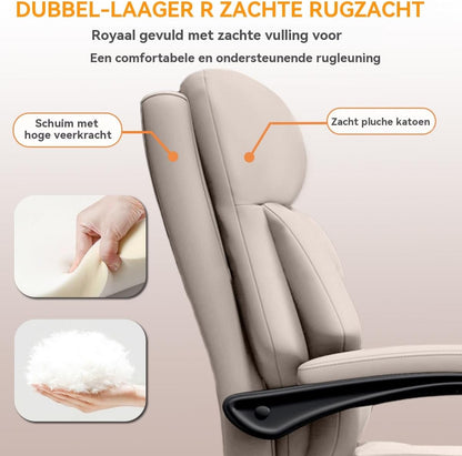 Ergonomische Bureaustoel – Bureaustoel Verstelbaar – Directiestoel – Computerstoel – Werkstoel – Hoogwaardige Kunstleren Bekleding – Uitschuifbare Voetensteun – Max. 150 kg Draagvermogen