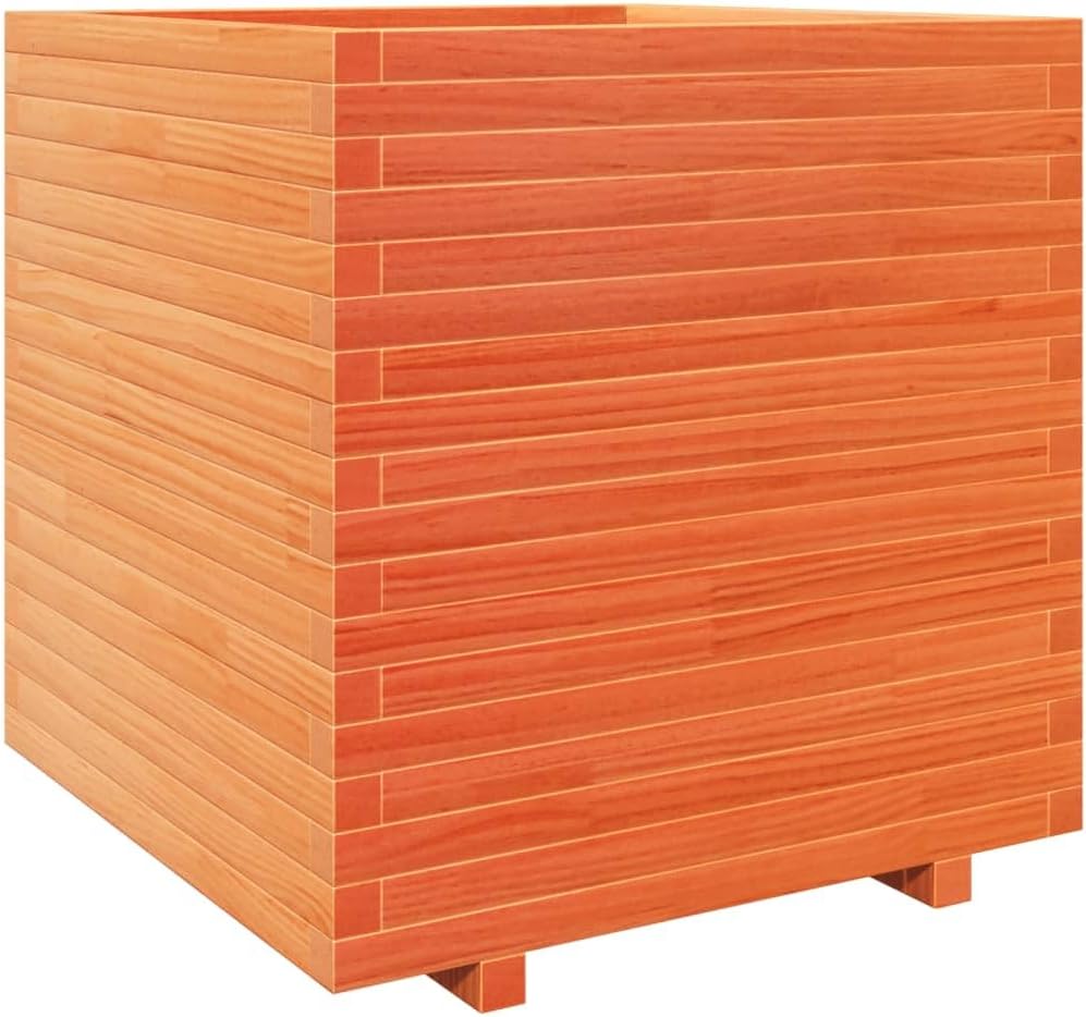 Flower Box Wax Brown 70 x 70 x 72.5 cm Solid Pine Wood Flower Box on Legs Pot with Trellis Planter Patio - QUORE