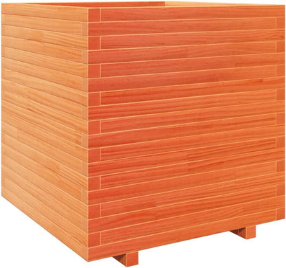 Flower Box Wax Brown 70 x 70 x 72.5 cm Solid Pine Wood Flower Box on Legs Pot with Trellis Planter Patio - QUORE