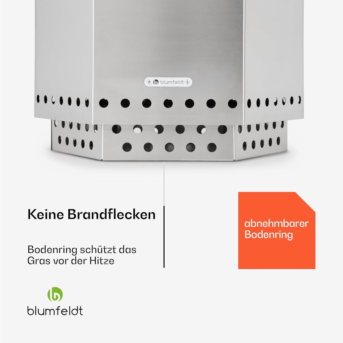 Blumfeldt Stationaire Braséro met regenhoes, houten handgrepen, 360° uitzicht op het vuur, voor tuin en terras