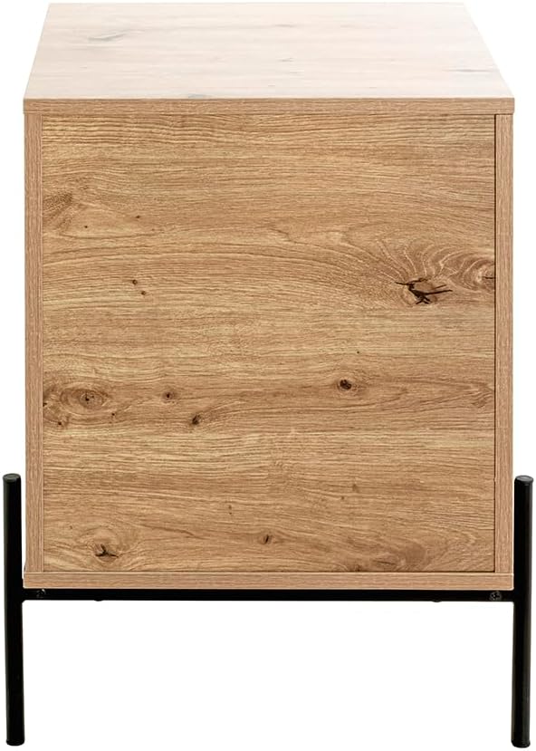 HAKU Console eiken, zwart, MDF, metaal - Maat: B 45 cm x H 60 cm x D 47 cm, Stijl: Modern