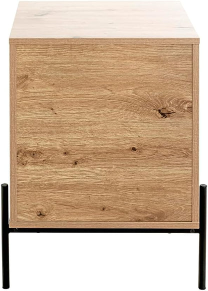 HAKU Console eiken, zwart, MDF, metaal - Maat: B 45 cm x H 60 cm x D 47 cm, Stijl: Modern