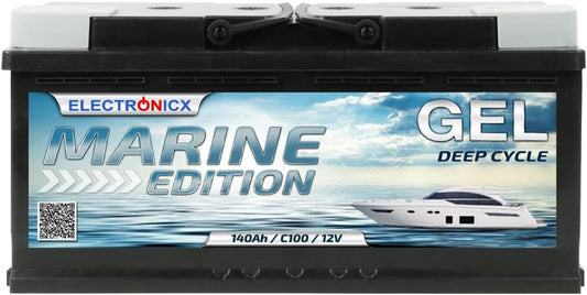 Electronicx GEL 12V 140Ah Marine Edition Deep Cycle accu – onderhoudsvrij en lekvrij – voor camper, boot, jacht – 393×175×190 mm – vrijetijdsaccu – pluspool rechts