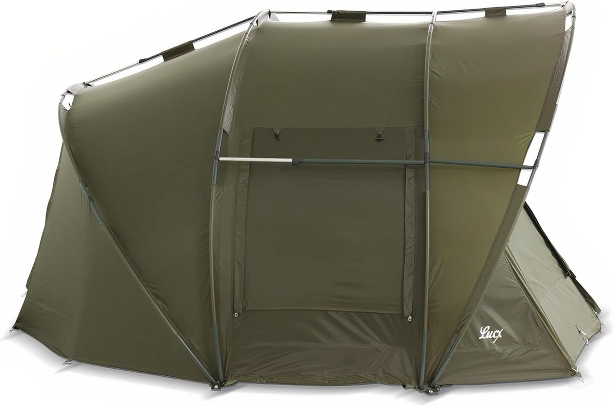 Lucx Leopard Bivvy vistent voor personen, karpertent voor 2 tot 3 mannen, visserstent Carp Dome Fishing Tent 10.000 mm, olijfgroen, 1-3 tent