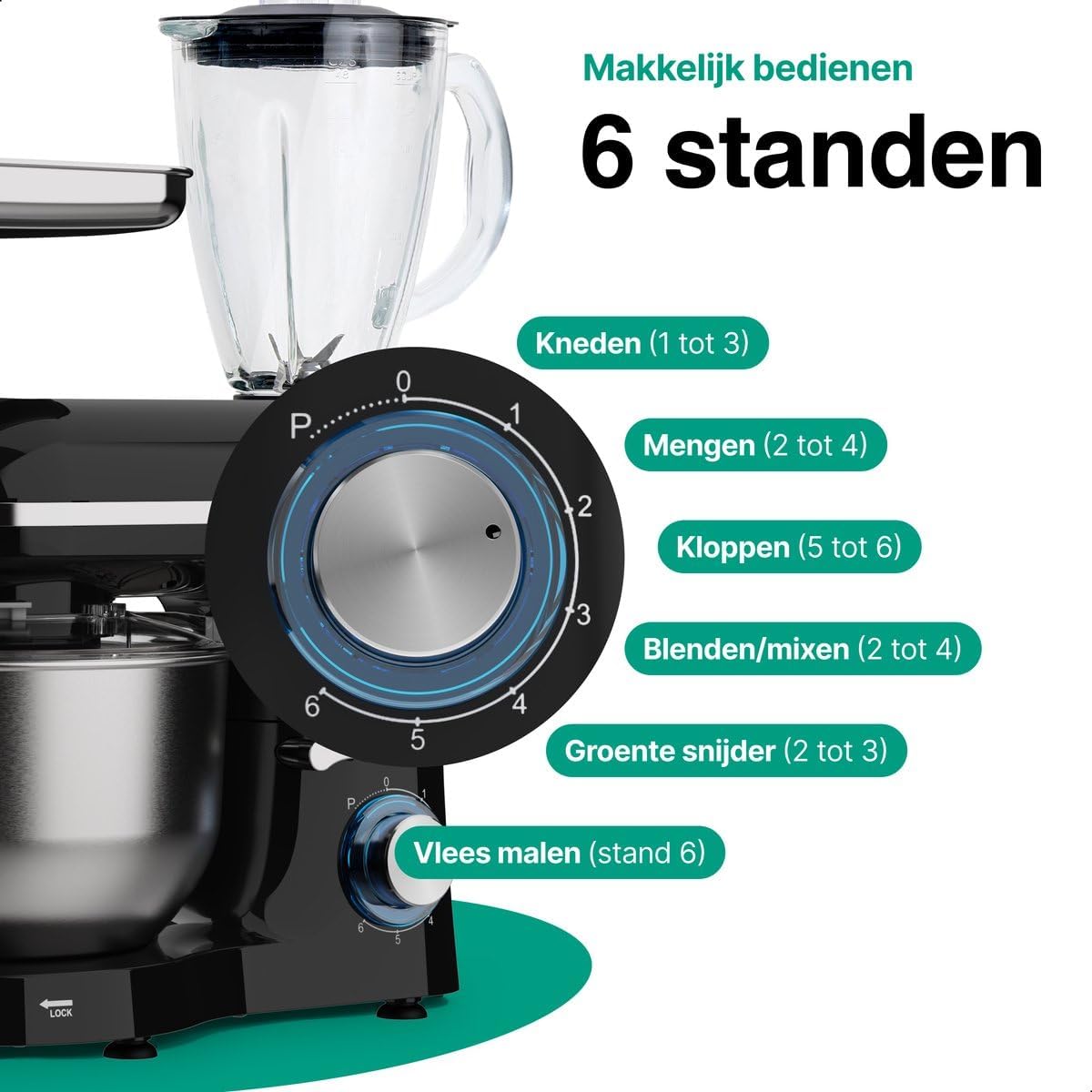 Keukenmachine – Food Processor – Keukenmixer – Blender – Mixer – 2000W Motor – 6,2L RVS Mengkom