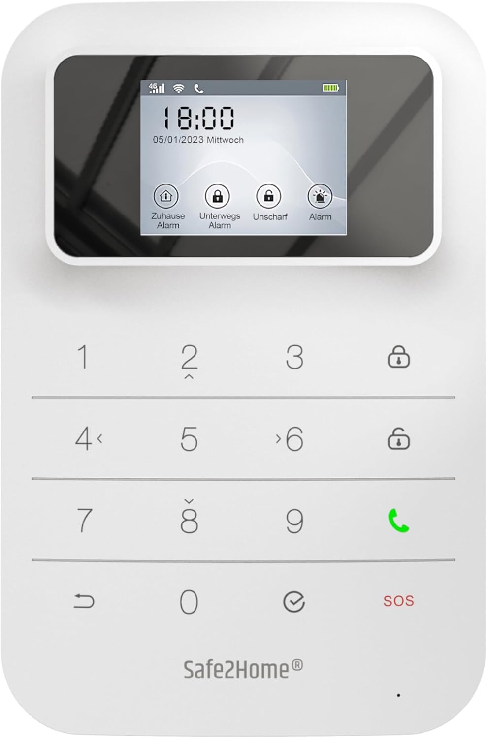 Safe2Home Basic draadloos alarminstallatie in wit - WLAN & sms compleet systeem 2,4 & 5 GHz voor huis en woning met app-besturing oproep en sms-alarmering