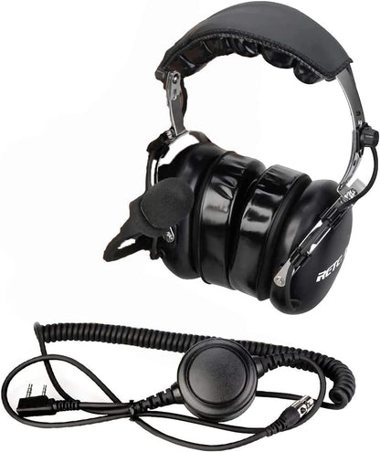 Retevis EH070K portofoon, oortelefoon met PNR-headset, compatibel met RT24 RT27 RT617 RA685 RB629 RT5R RT1 Baofeng UV5R 888S eSynic Kenwood, geschikt voor Aviation Link Line (zwart, 1 stuk)