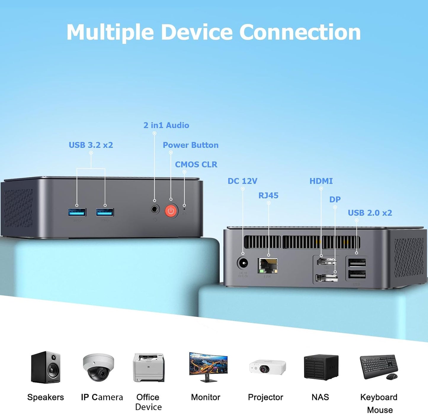 AWOW Mini PC Intel Gen12 N100 Quad Core 3.40GHz, 16GB DDR4 512GB M.2 SSD Windows 11 Pro Mini Desktop Computer, Micro PC Dual Display HDMI DP 4K @60Hz Gigabit Ethernet, WiFi5/BT5.2/USB3.0