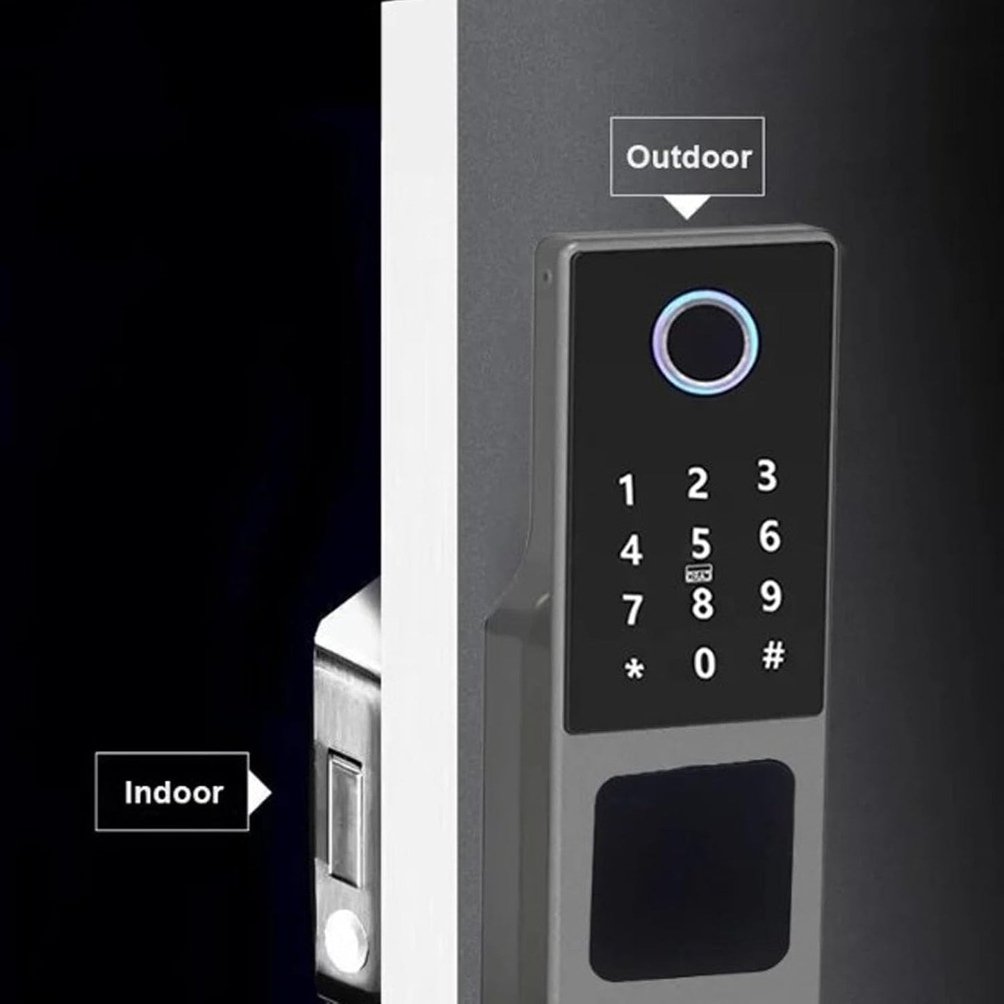 WiFi Smart Door Lock, 5 in 1 biometrisch wachtwoord deurvergrendeling met kaartsleutel afstandsbediening waterbestendig voor huis buiten de binnenplaats kantoor hotel