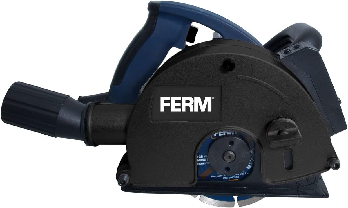 Ferm Muurfrees 1700W - 2 Diamantschijven 125mm - Lasergeleiding - Stofafzuigadapter - Koffer, meerkleurig