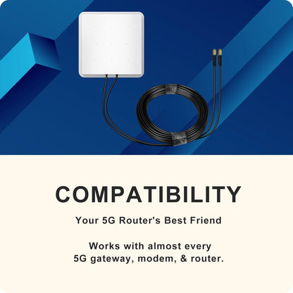 5G Antenne Outdoor 4G LTE Antenne Dual-Polarisatie 14DBi WiFi Antenne 698-2700 | 3300-3800 MHz Signaalrichtantenne MIMO Router Externe Antenne SMA / TS9 antenne, 2x10M kabel, 3G/4G/5G/GSM/GPRS - Wit